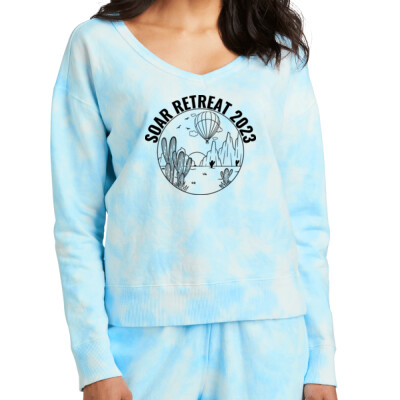 Soar Retreat 2023 Black Imprint Cloud Tie-Dye V-Neck Sweatshirt Thumbnail