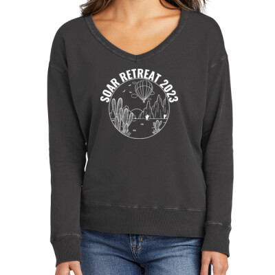 Soar Retreat 2023 White Imprint Garment-Dyed V-Neck Sweatshirt Thumbnail